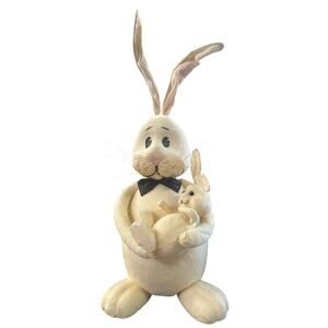 Primitive Bunny Dad Baby Spring Decor Ivory Fabric Foam Vintage
